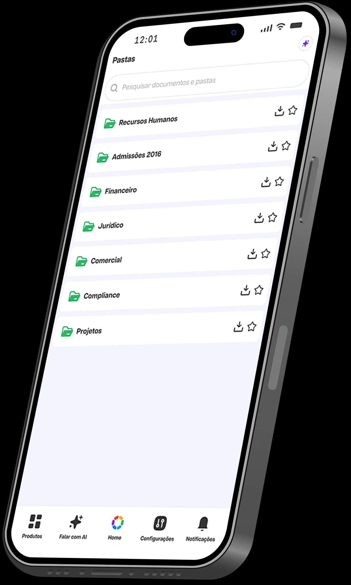 Interfy Mobile app displaying the document list