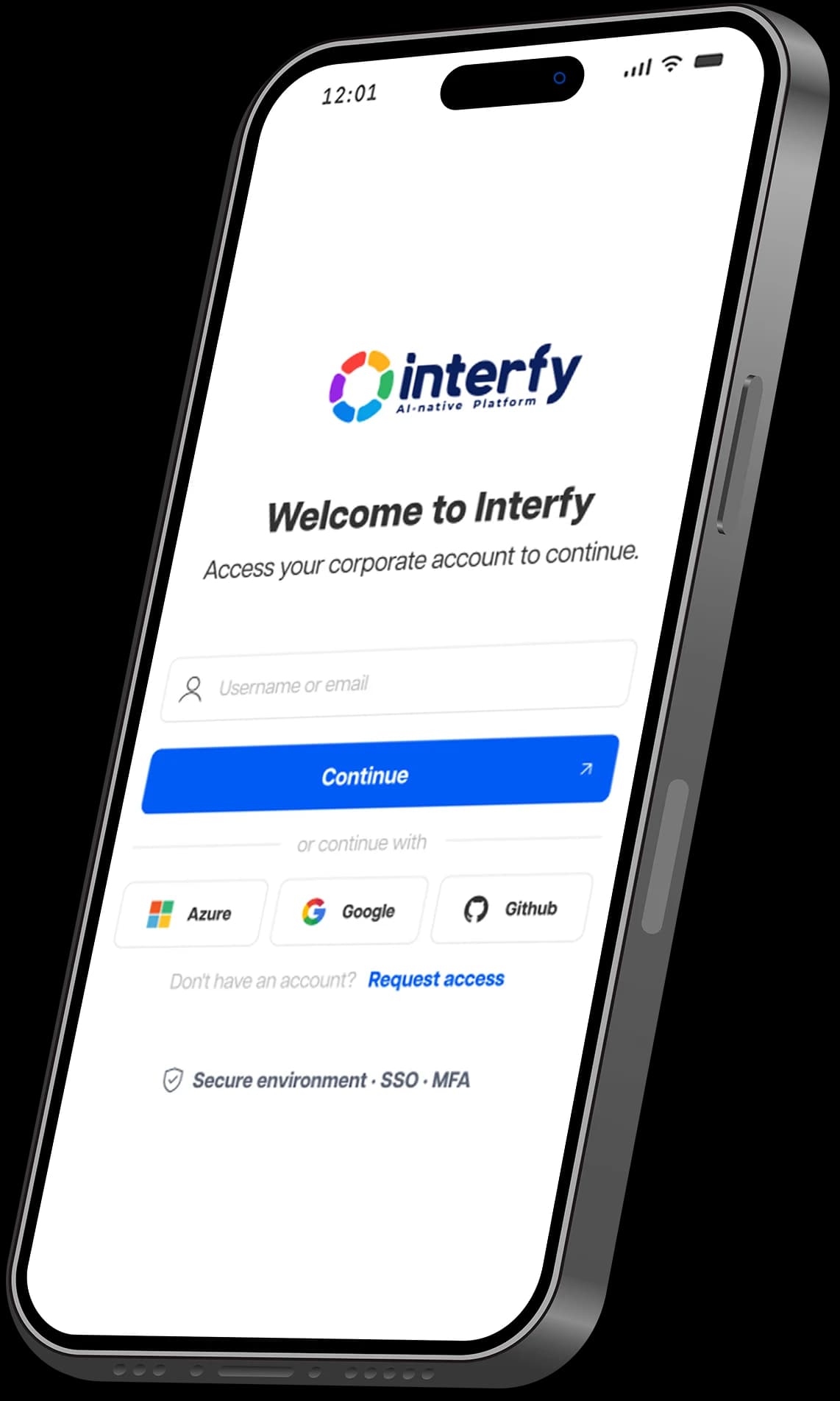 Aplicativo Interfy Mobile exibido em um smartphone